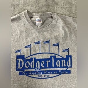 Dodgerland Los Angeles LA Dodgers Gray Blue T Shirt Mens Medium Baseball •Hole